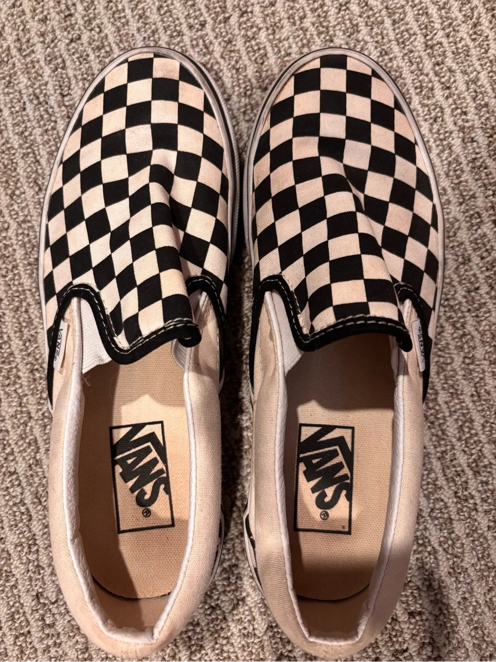 Vans Slip-On Checkerboard Canvas Skate Shoes - Black & White